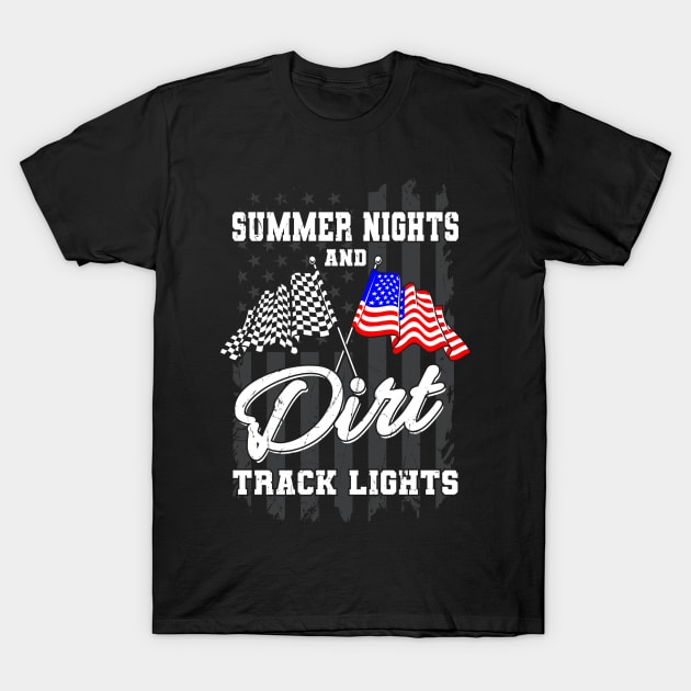 Summer Nights Dirt Track Lights Racing T-Shirt by Delightful Designs